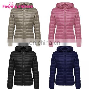 Fashion Winter 5 Color Long Sleeve Hoodie Goose Women Down Jacket