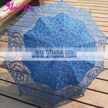 Dark Blue Lace Parasol with Black Handles