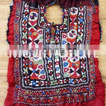 Vintage Handmade Mirror Work Yoke Neck Patch - Indian Banjara Mirror Work Beaded Neck Yock Patches photo-2