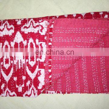 Latest Design 2014 wholesale Ikat Kantha pink quilt Throw in Latest Design in Twin Size