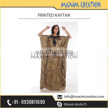 New Design Printed Kaftan with Black Neck Border at Lowest Market Price