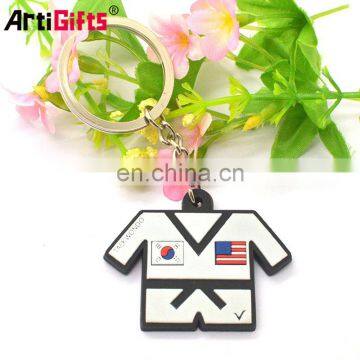 Wholesale Custom 3d Soft Pvc Rubber Mini T-shirt qr Code Cloth Keychain