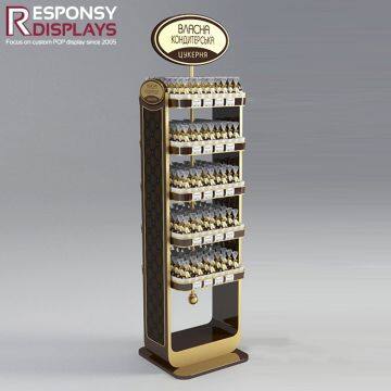 Customized Wood 5 Layers Food Stand Wooden Snack Display Cabinet With Header photo-2