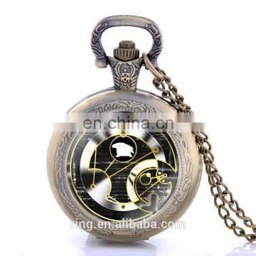 New Black Doctor Who Design Pocket Watch Necklace Vintage Pendant Quartz Unisex Pocket Watch Wholesale Fast Shipping photo-4