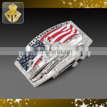 Custom Flag Belt Buckle In Silver Plating