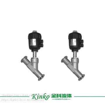 compact plastic pneumatic clamp angle seat valve for water treatment, beverage filling equipment