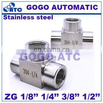 Quick Coupler ZG 1/8'' Female Thread Stainless Steel 304 Three 3 Way T Type High Pressure Connector Fitting Reducing Tee Pipe photo-2