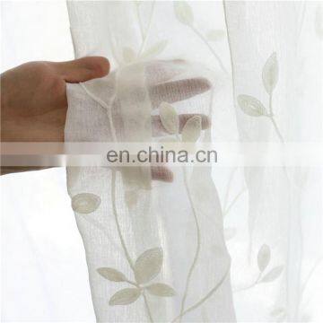 Pure sheer white translucent embroidery voile curtains window