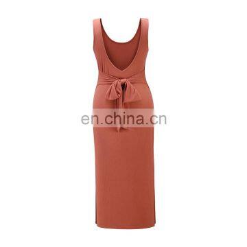 2020 Summer New Sexy Ladies Casual Dress Womens Bodycon Sleeveless Dress With Belt photo-6