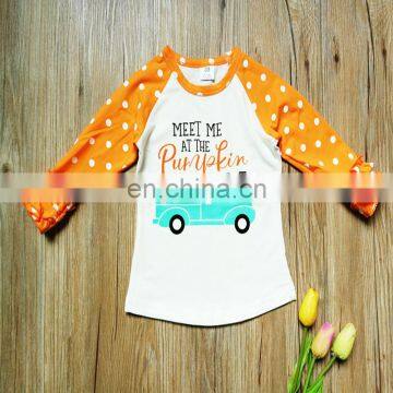 thanksgiving day baby cotton tshirt letter ICING raglan tshirt baby orange dot ruffle sleeves shirts 20styles