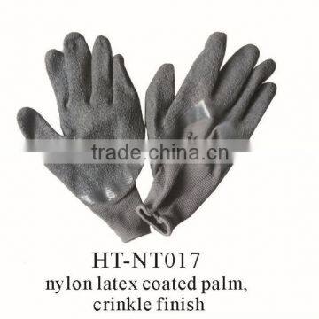 nylon latex coated palm glove, crinkle finish/ anti slip gloves