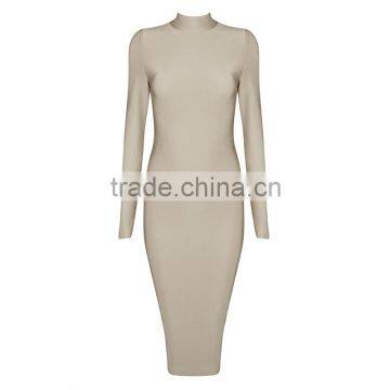 Summer dress wholesale 2015 new top quality black blue high neck long sleeve sey bodycon celebrity party women bandage Dress Ban