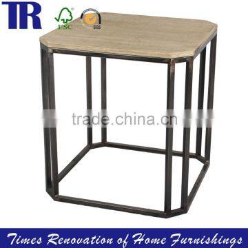 New design Side Table, ELM top Side Table, Iron Leg Side Table