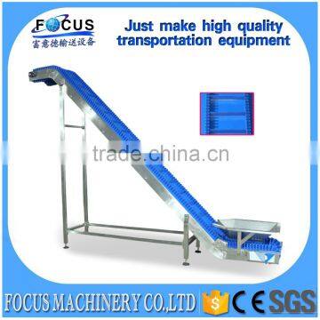 Stainless steel high inclining angle conveyor/ PVC belt conveyor