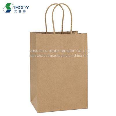 Shopping Bag With Custom Logo Large Brown Food Paper Bag Recycled With Handle