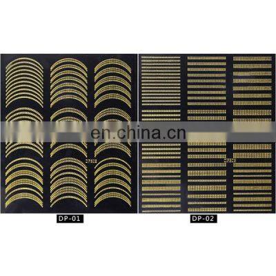 1Set Stickers Nails Gold Tips Patch Metallic Set Designs Flowers Decals Gel Nail Stickers Art Decoration 3D Nail Polish Sticker photo-5
