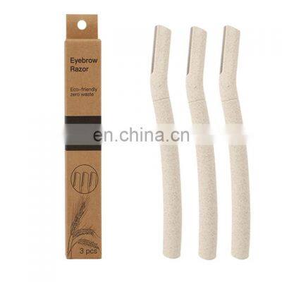 Eco Friendly Biodegradable Wheat Straw Material hotel supplies Facial Eyebrow Razors Trimmer