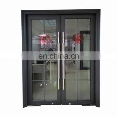 European Standard Double Panels Swing Style Modern Apartment Fiberglass Aluminium French Glass Swing Double Entry Doors photo-2