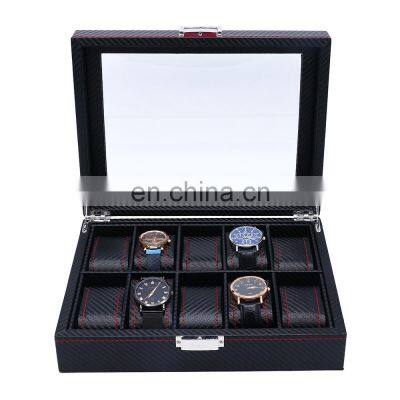 Hot spot full carbon fiber watch box 10 slots watch storage box display watch organizer box