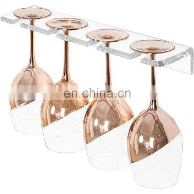 Wall Mounted Clear Acrylic Wine Glass Holder Rack for Kitchen