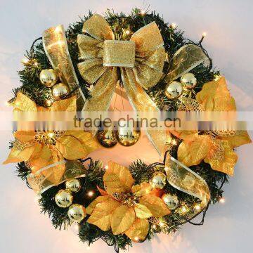 2015 high quality led light christmas wreath decorated