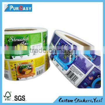 Custom fruit juice packaging bottle label stickers