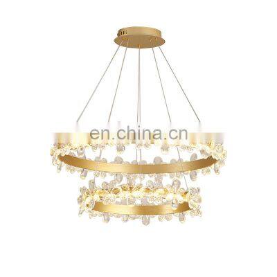 Luxury LED Pendant Light Crystal Ring Chandelier For Living Room Dining Room Bedroom Lamp Nordic Ceiling Hanging Lamp