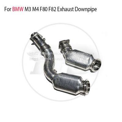 HMD Exhaust Manifold Downpipe for BMW M3 M4 F80 F82 Car Accessories With Catalytic converter Header Catless whatsapp008618023549615
