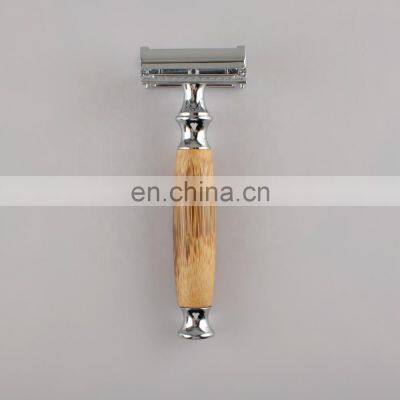 Classic Laser Custom New Design Butterfly Bamboo Handle Metal Eco-friendly Barber Double Edge Blades Shaving Safety Razor photo-5