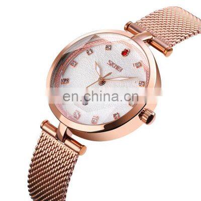 SKMEI 9215 Stainless Steel Band Customized Logo Fashion Design Bracelet Watch Women