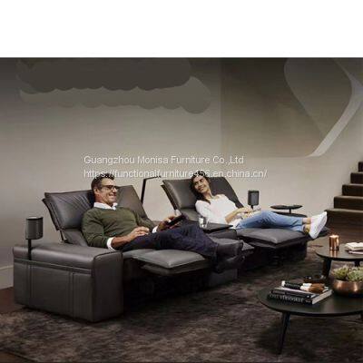 New Italian Minimalist Leather Coffee Table Sofa Combination Living Room Electric Smart Home Theater Audio-Visual Room Sofa photo-2