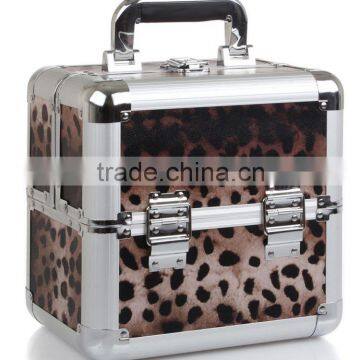Custom Travel Cosmetic Organizer Makeup Artist Train Case,leather Aluminum Makeup Train Case,leopard Aluminum Nail Makeup Case photo-3