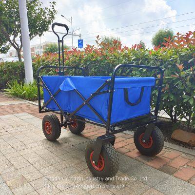 Collapsible Utility Beach Cart 3.00-4 Wheels Tools Trolley Eco-Friendly Folding Wagon Hand Cart photo-3