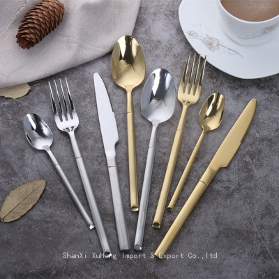 Black Colored Handle Flatware Sets 304 Stainless Steel Gold Cutlery Set For Wedding photo-5
