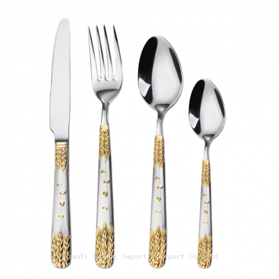 Sun Flower Gilded Cutlery Set Stainless Steel Flatware Kitchen Silverware Steak Tableware Dinnerware Spoon Fork Knife