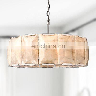 Modern Alabaster Square Block Pendants Chandelier Lighting fixture For Living Room Dining Room Kitchen Island Foyer Lobby