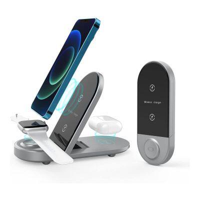 Good Quality Multi Function  Portable Foldable 3- In- 1 Quick Wireless Charger For Iphone And Samsung