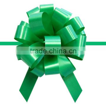 Green Satin Pull Bow for Wapping, Lace Pom-Pom Pull Ribbon for Decoration