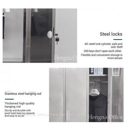 Fábrica chinesa de atacado de armários de aço inoxidável com múltiplas portas, resistentes a arranhões e desgaste, com maçanetas de alumínio para escolas e escritórios photo-3