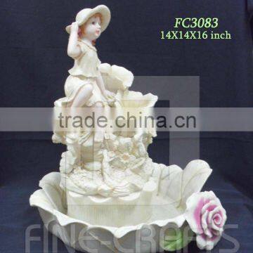 Polyresin girl figurine indoor home decor fountain