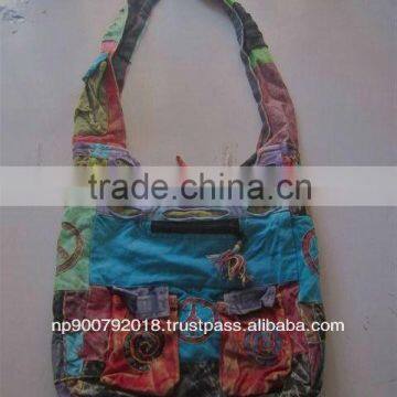 Brush Printed Cotton Handbag