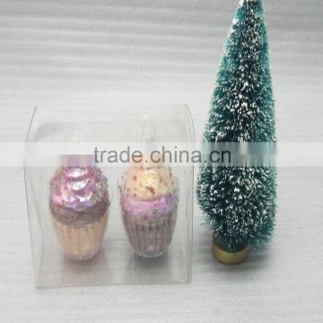 cupcake shape glass hanging christmas tree ornaments