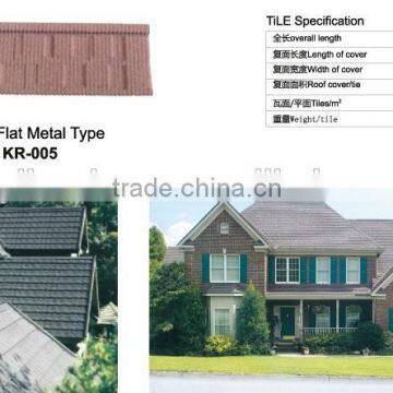 Flat metal type stone coated roof tiles KR005