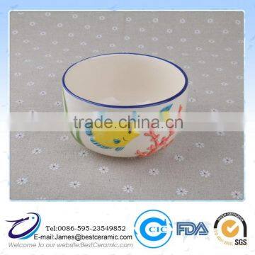 hand painting colour Ceramic big Bowl sea style