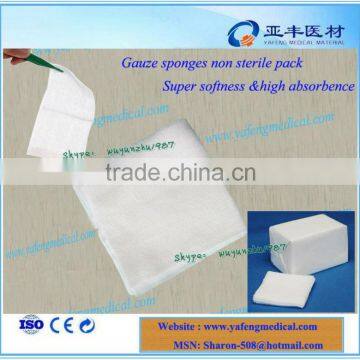 Cheap non sterile pack soft cotton gauze swabs