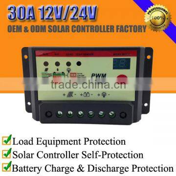 30A 12V/24V Solar Home System Charge Controller with LED and parameter setting button