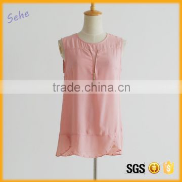 new style iron beads pink ladies georgette tops latest chiffon tops                        
                                                Quality Choice