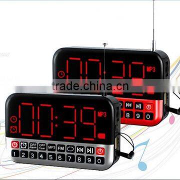 2016 best multi band cheap big led digital portable clock radio