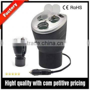 3 way 12V cigarette lighter sockets and a 2.1A USB port combination extension car power socket