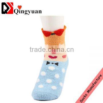 custom colourful lovely dot women fuzzy terry warm thick cartoon fluffy sport socks